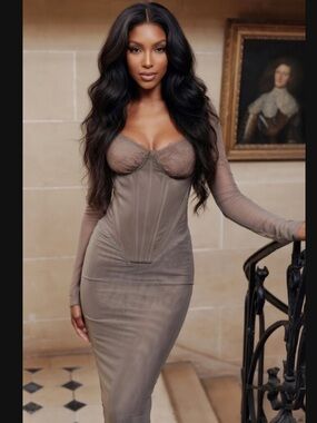 House of CB ‘Safran' Mocha Corset Midi Dress Size XSmall US 2-4 $269